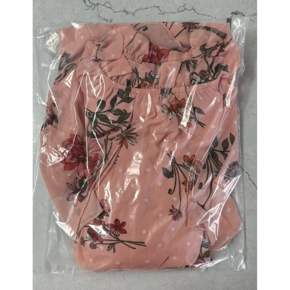 Kate • Lily Cottagecore Pink Floral Midi Dress 6 Ruffle Neck Flutter Sleeve Boho - Picture 13 of 13